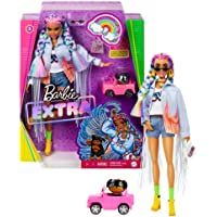 Barbie Extra Muñeca articulada con trenzas de colores- accesorios de moda y mascota (Mattel GRN29)